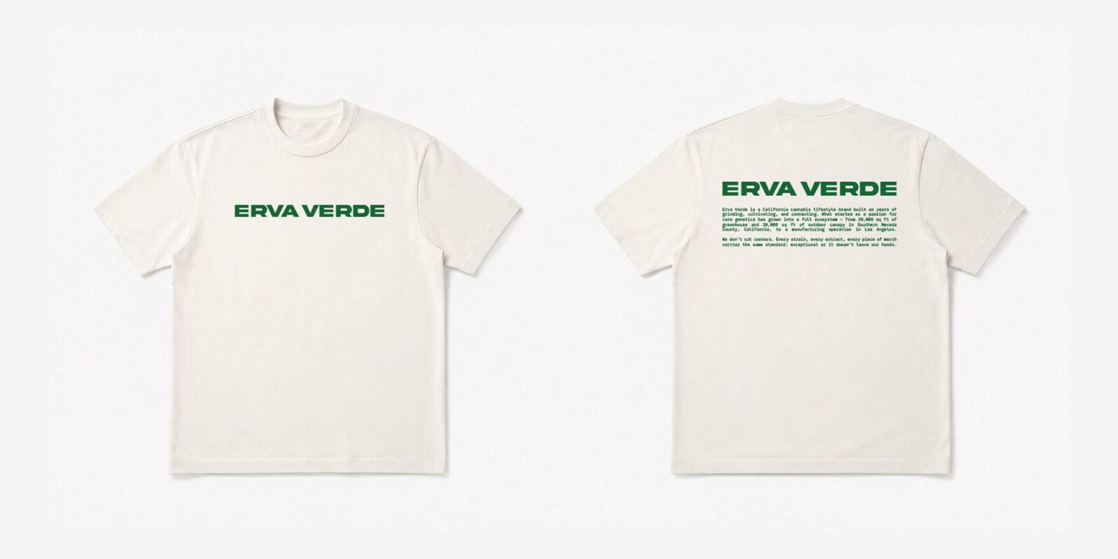 Erva Verde logo tee in black — front and back